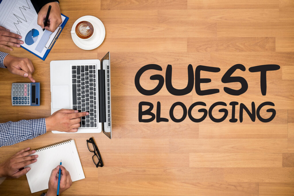 Beginner's guide to guest posting — laptop with blog pitch email open on screen