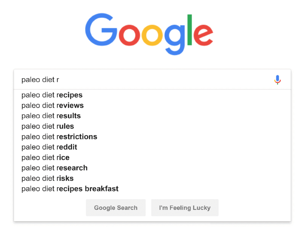 Beginner blogger doing free keyword research using Google Autocomplete on laptop