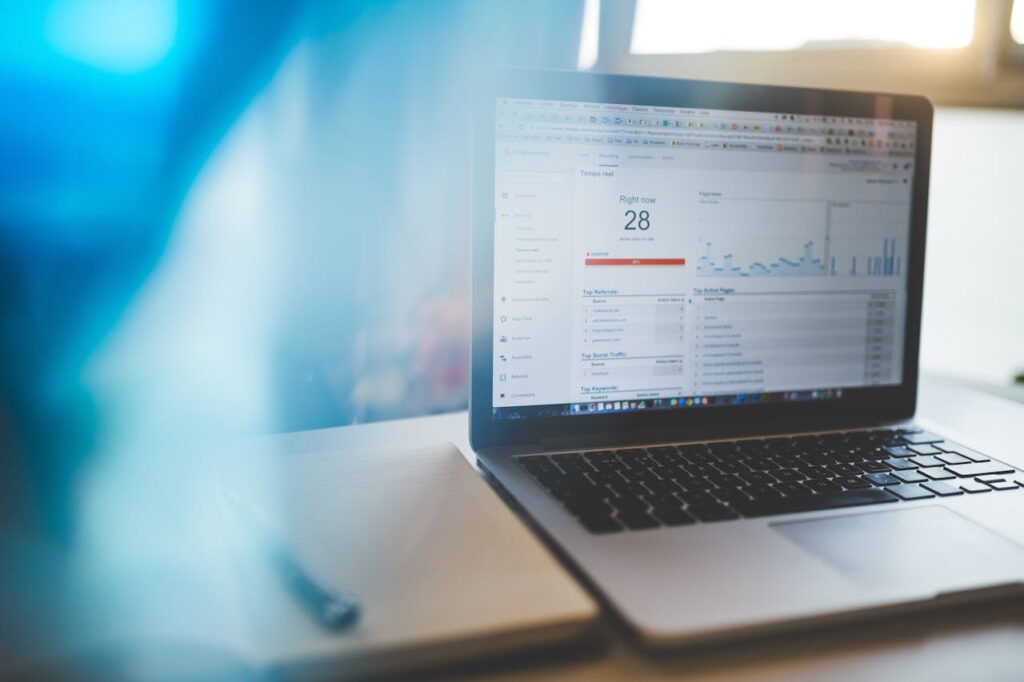 Blogger checking technical SEO checklist on laptop